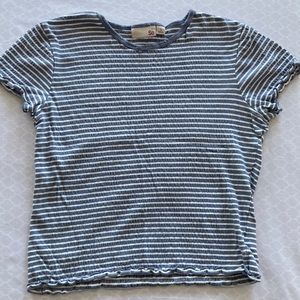 Blue and White Striped Shirt